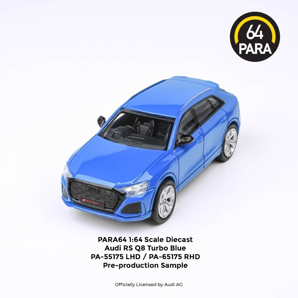 PARA64 1:64 Scale Diecast Model Car - Audi RS Q8 in Turbo Blue - LHD