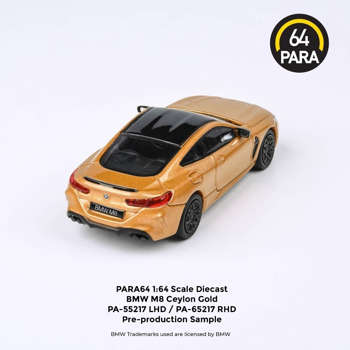 PARA64 1:64 Scale Diecast Model Car - BMW M8 Coupe in Ceylon Gold - LHD