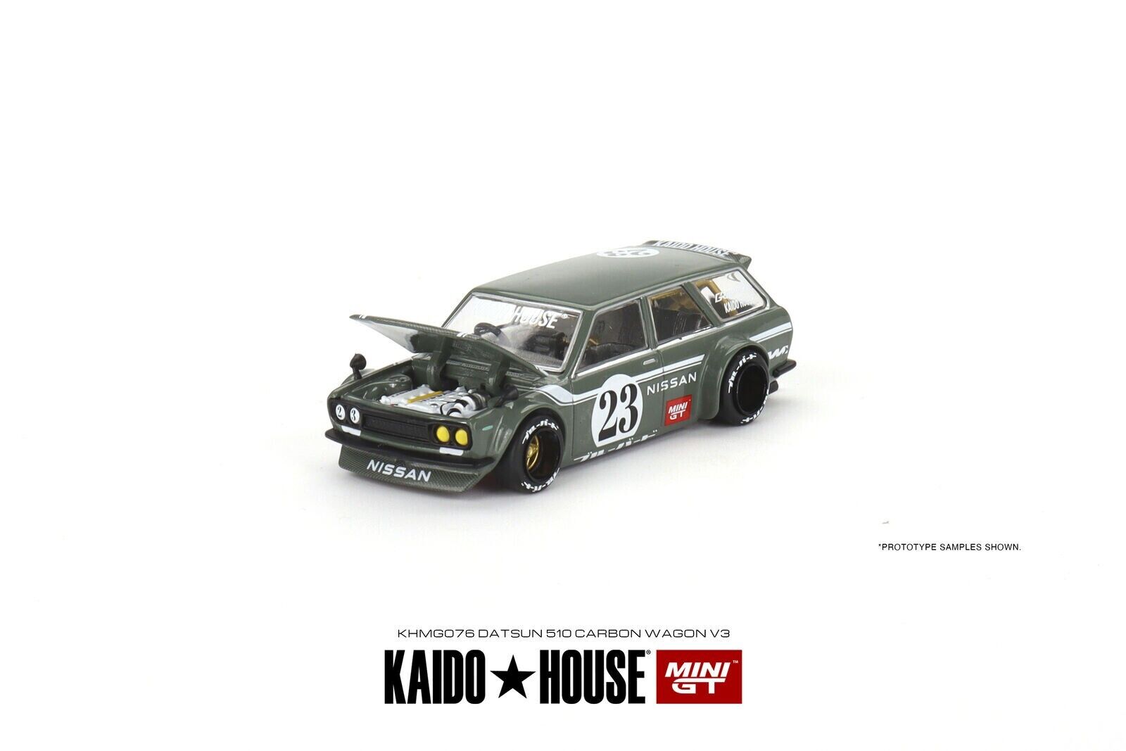 Mini GT 1:64 Scale Kaido House Datsun 510 Wagon Carbon Fibre V3, KHMG076