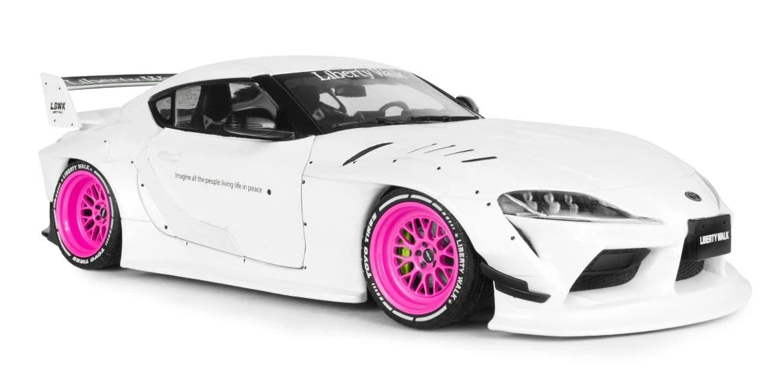 SOLIDO 1:18 Scale - 2025 Toyota GR Supra LB Liberty Walk, White/Pink - S1815502