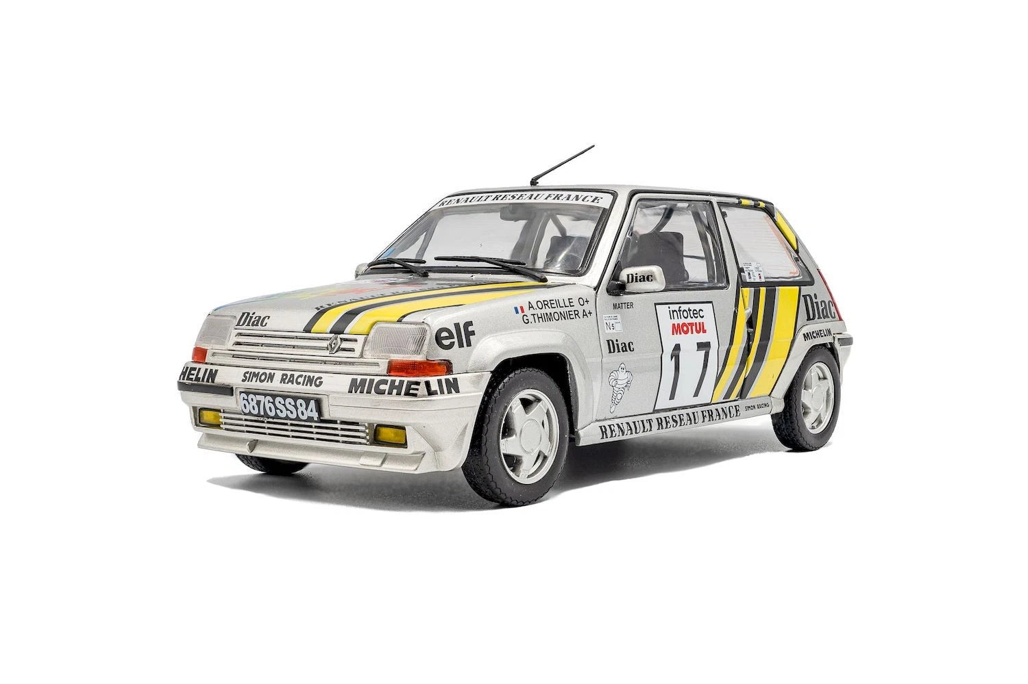 SOLIDO 1:18 Diecast - Renault 5 GT Turbo MK2, #17 A. Oreille, Tour de Corse Rally 1989 - S1810005