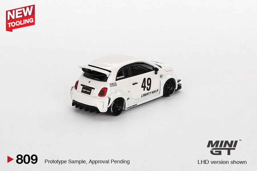 Mini GT 1:64 Diecast - FIAT ABARTH 595 LB-WORKS X ABAS WORKS, White (LHD) - MGT00809