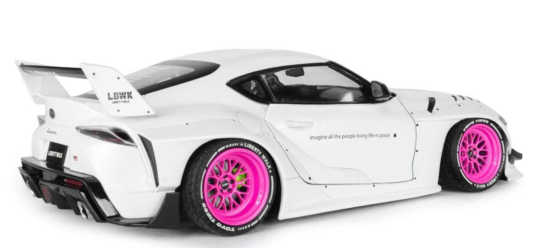 SOLIDO 1:18 Scale - 2025 Toyota GR Supra LB Liberty Walk, White/Pink - S1815502