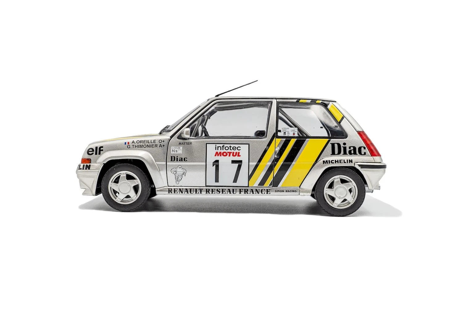 SOLIDO 1:18 Diecast - Renault 5 GT Turbo MK2, #17 A. Oreille, Tour de Corse Rally 1989 - S1810005