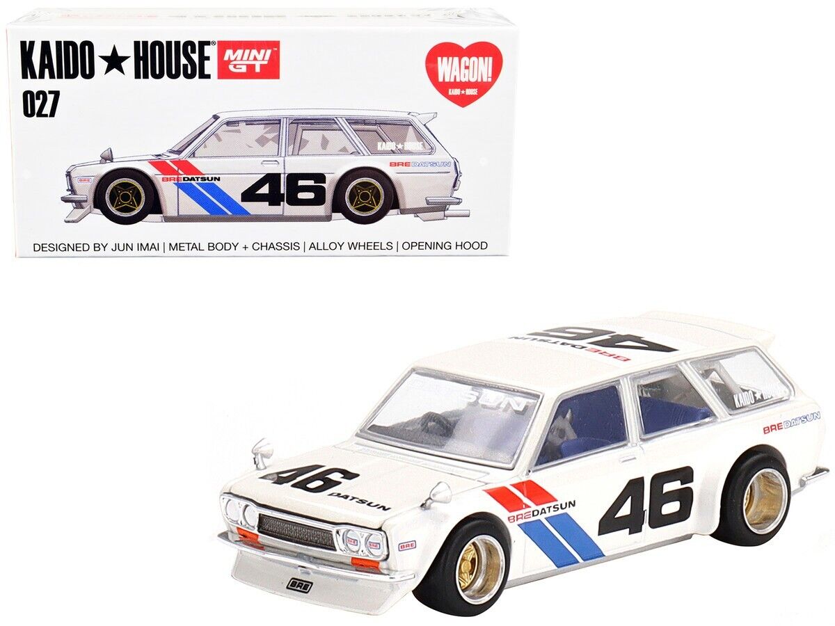 Mini GT 1:64 Scale Kaido House  Datsun Kaido 510 Wagon White KHMG027