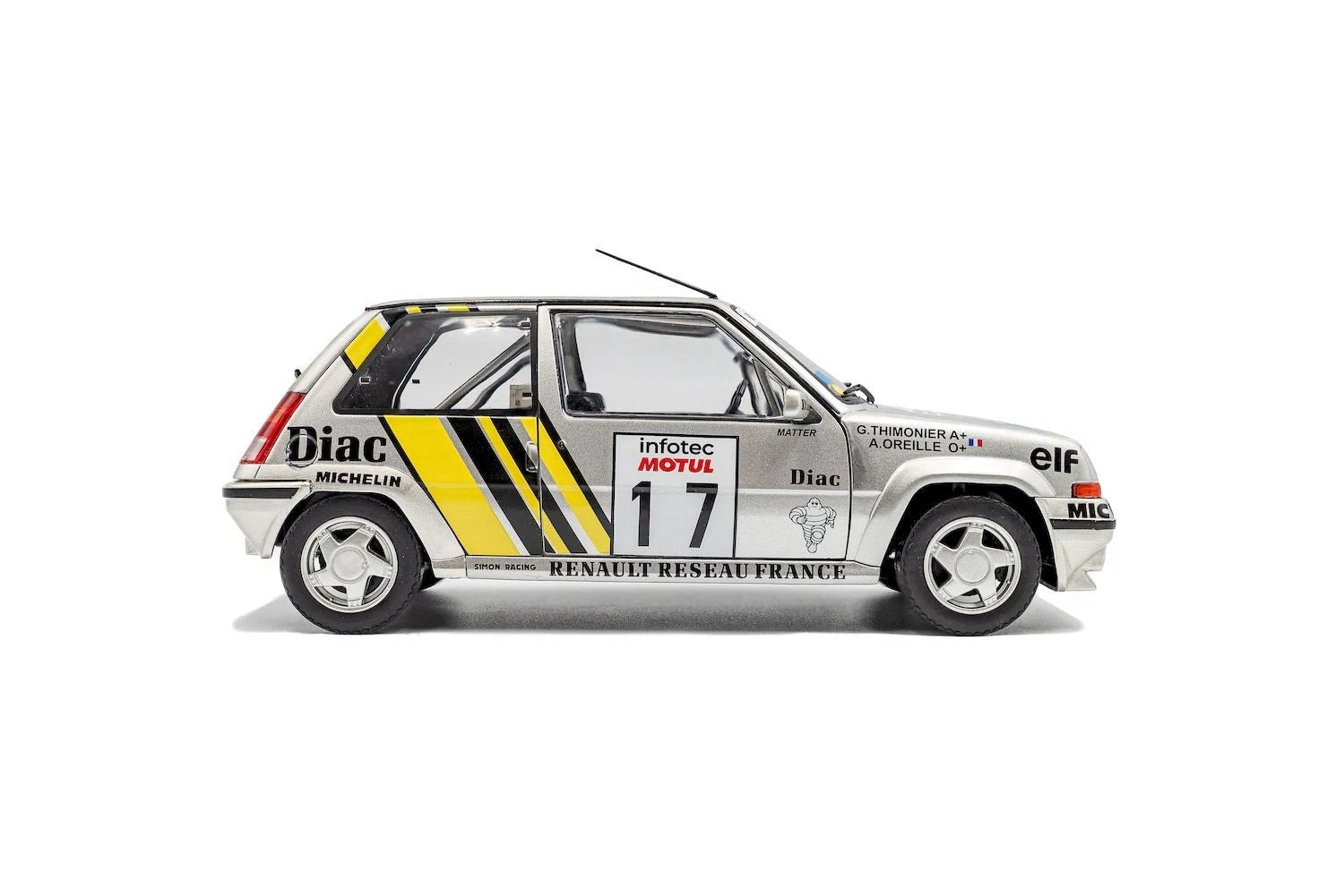 SOLIDO 1:18 Diecast - Renault 5 GT Turbo MK2, #17 A. Oreille, Tour de Corse Rally 1989 - S1810005