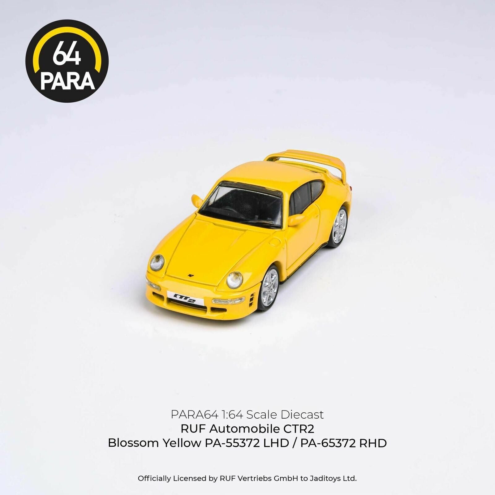 PARA64 1:64 SCALE DIECAST CAR MODEL PORSCHE RUF CTR2 in Blossom Yellow