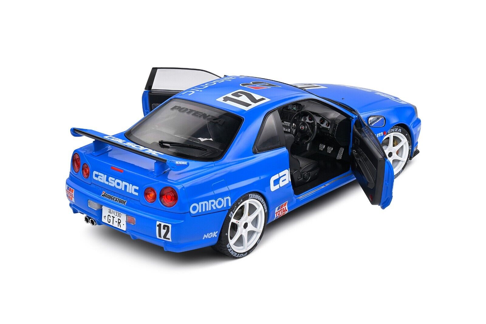 SOLIDO 1:18 Scale Diecast Model Car, Nissan Skyline GT-R (R34) Calsonic Tribute