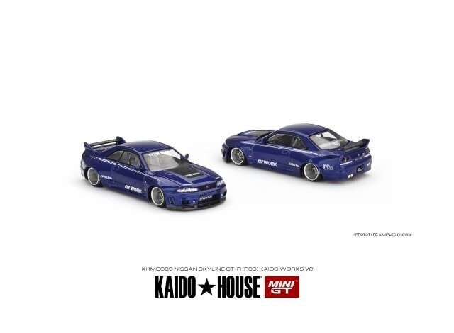 Mini Gt Kaido House 1:64 Nissan Skyline GT-R (R33) Works V1, Blue, KHMG089