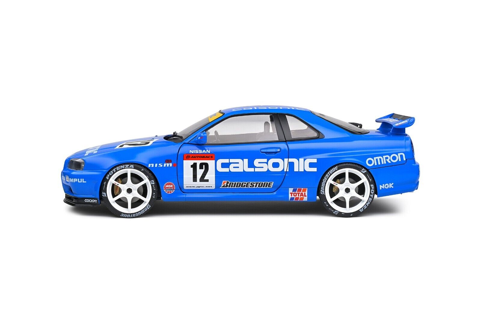 SOLIDO 1:18 Scale Diecast Model Car, Nissan Skyline GT-R (R34) Calsonic Tribute