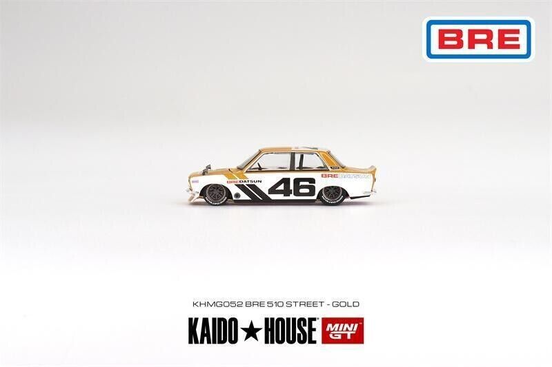 Mini GT 1:64 Scale Kaido House Datsun Kaido BRE510 Street - White/Gold - KHMG052