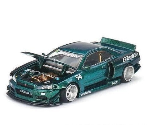 Mini Gt Kaido House 1:64 Nissan Skyline GT-R (R34) Kaido Works Greddy V1