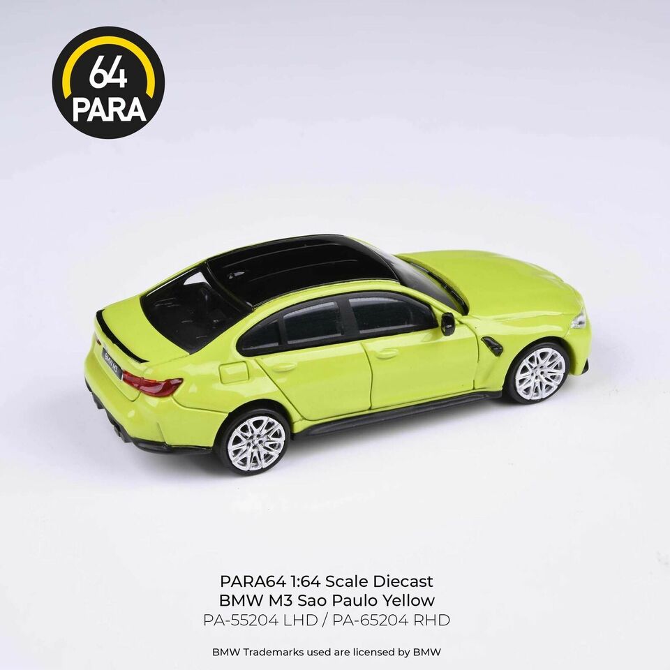 PARA64 1:64 Scale Diecast Model Car - BMW M3 G80 in Sau Paulo Yellow - RHD