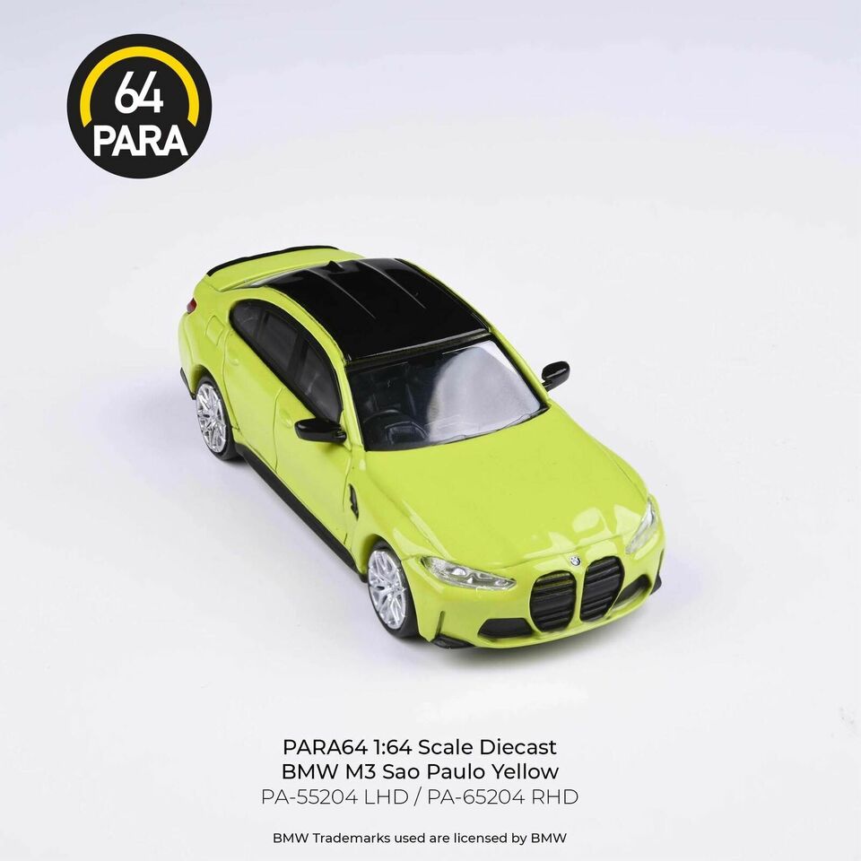 PARA64 1:64 Scale Diecast Model Car - BMW M3 G80 in Sau Paulo Yellow - RHD