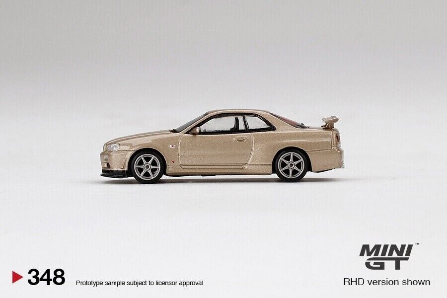 Mini GT 1:64 Diecast Car 348 Nissan Skyline GT-R (R34) -M Spec Silica Breath RHD