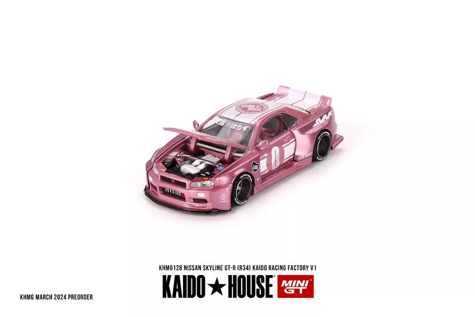 Mini Gt Kaido House 1:64 Nissan Skyline GT-R (R34) Kaido Racing Factory V1 - KHMG128