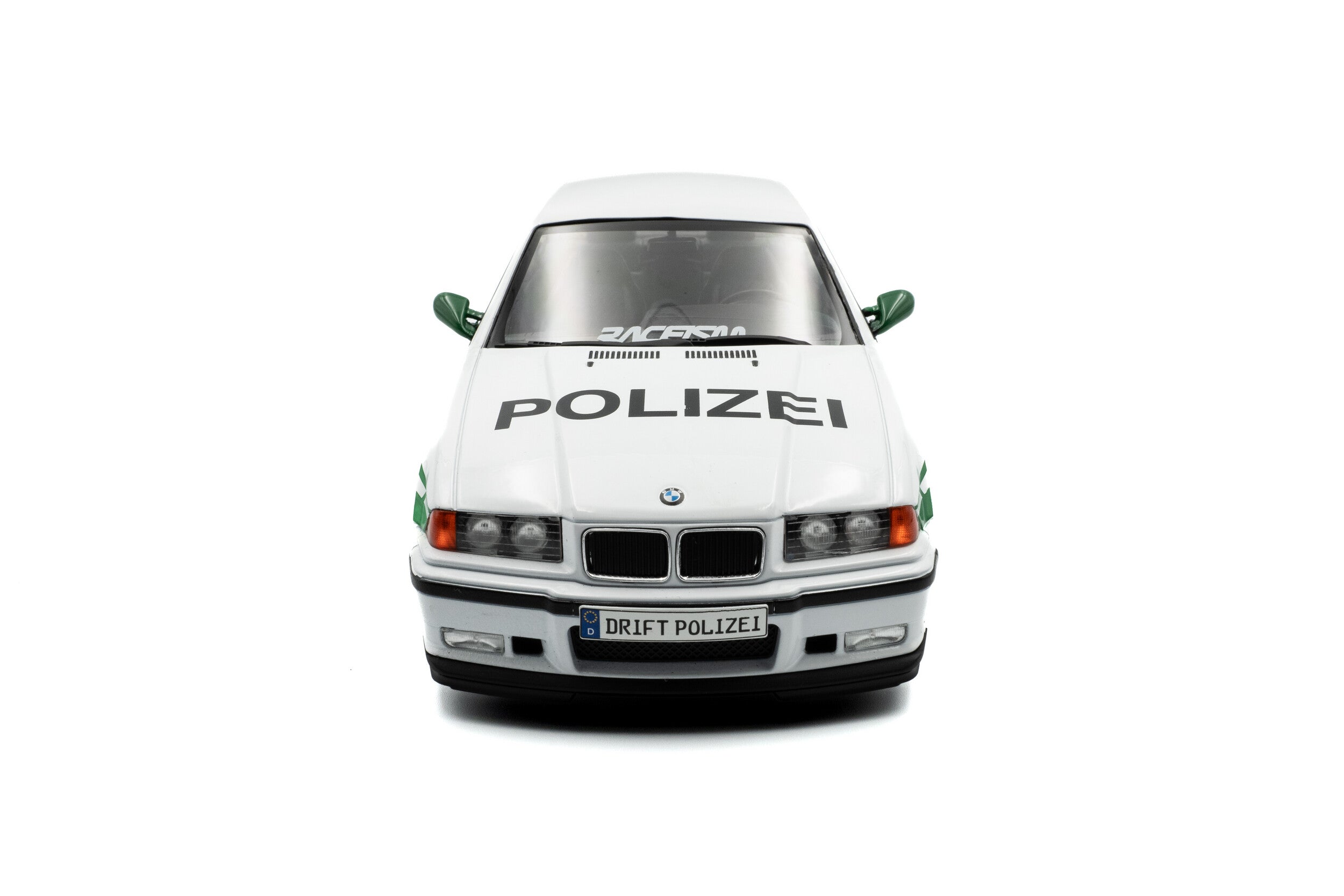 SOLIDO 1:18 Scale Diecast, 1991 BMW E36 M3 Coupe Solido Works Drift Polizei, White - S1803915