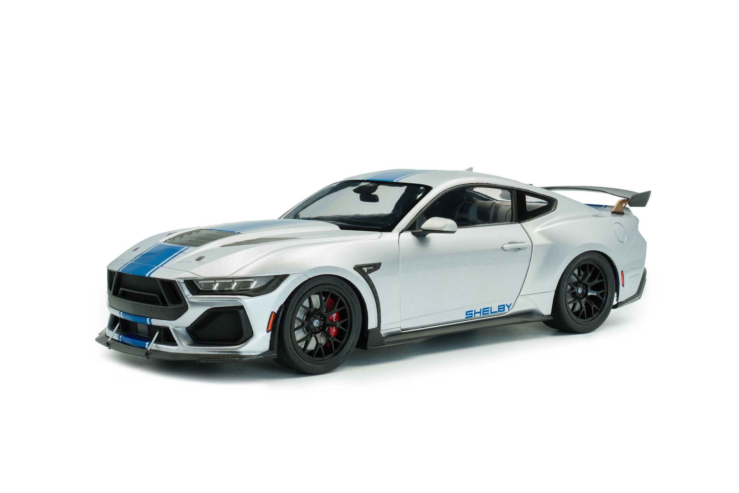SOLIDO 1:18 Scale - 2025 Ford Mustang Super Snake, Grey with Blue Stripes - S1813803