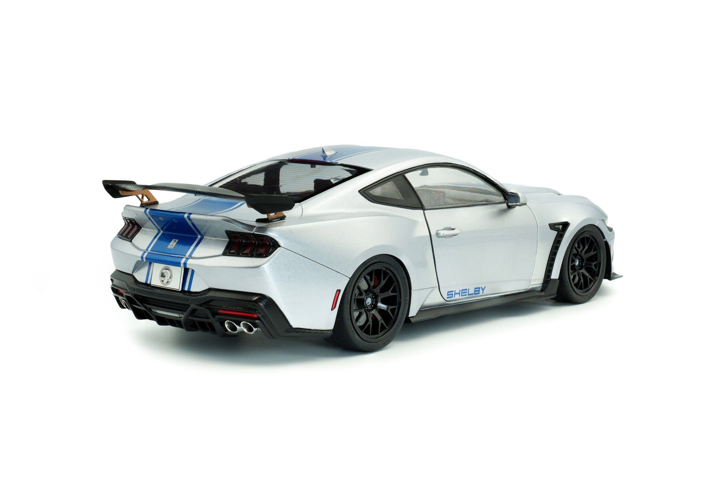 SOLIDO 1:18 Scale - 2025 Ford Mustang Super Snake, Grey with Blue Stripes - S1813803