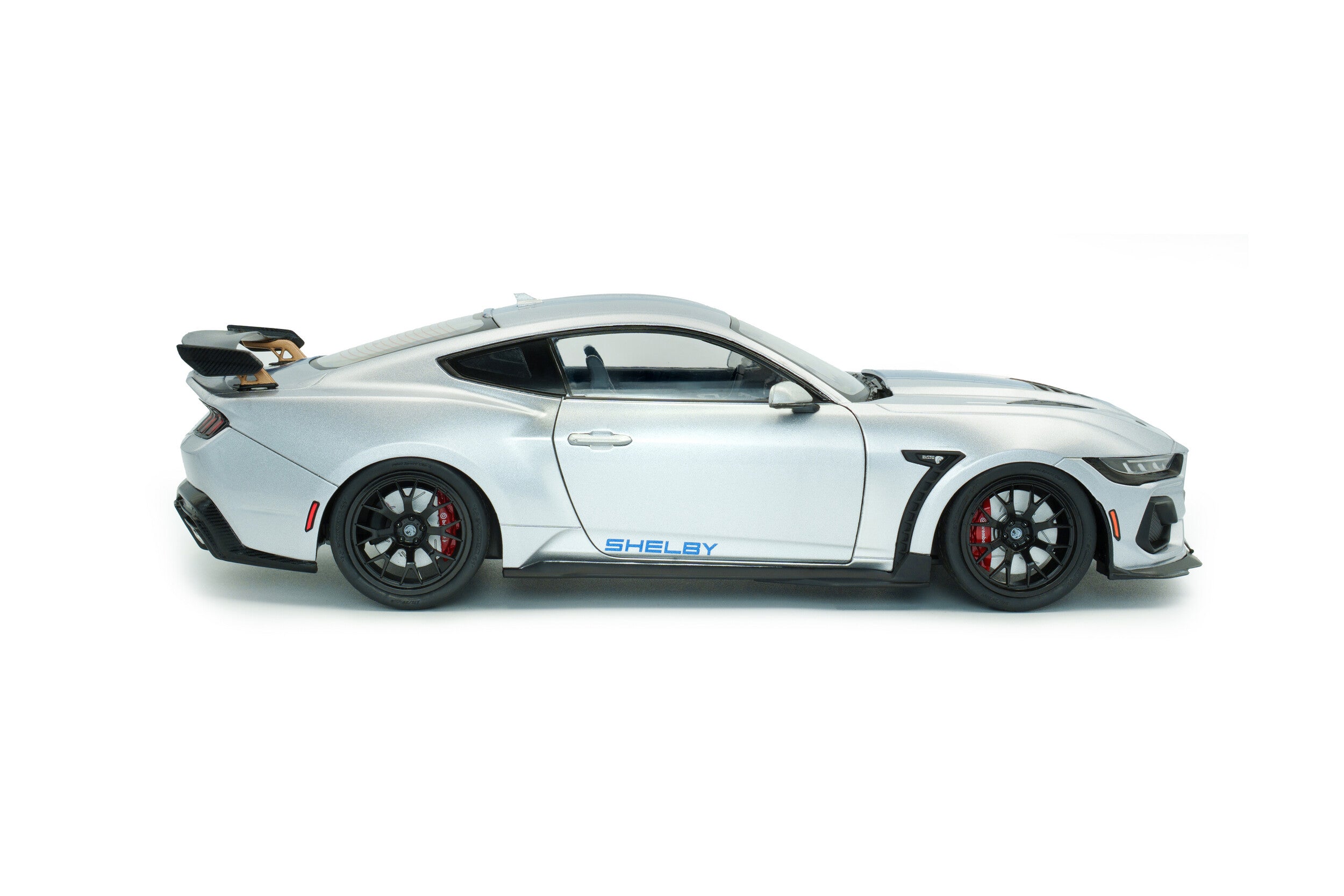 SOLIDO 1:18 Scale - 2025 Ford Mustang Super Snake, Grey with Blue Stripes - S1813803