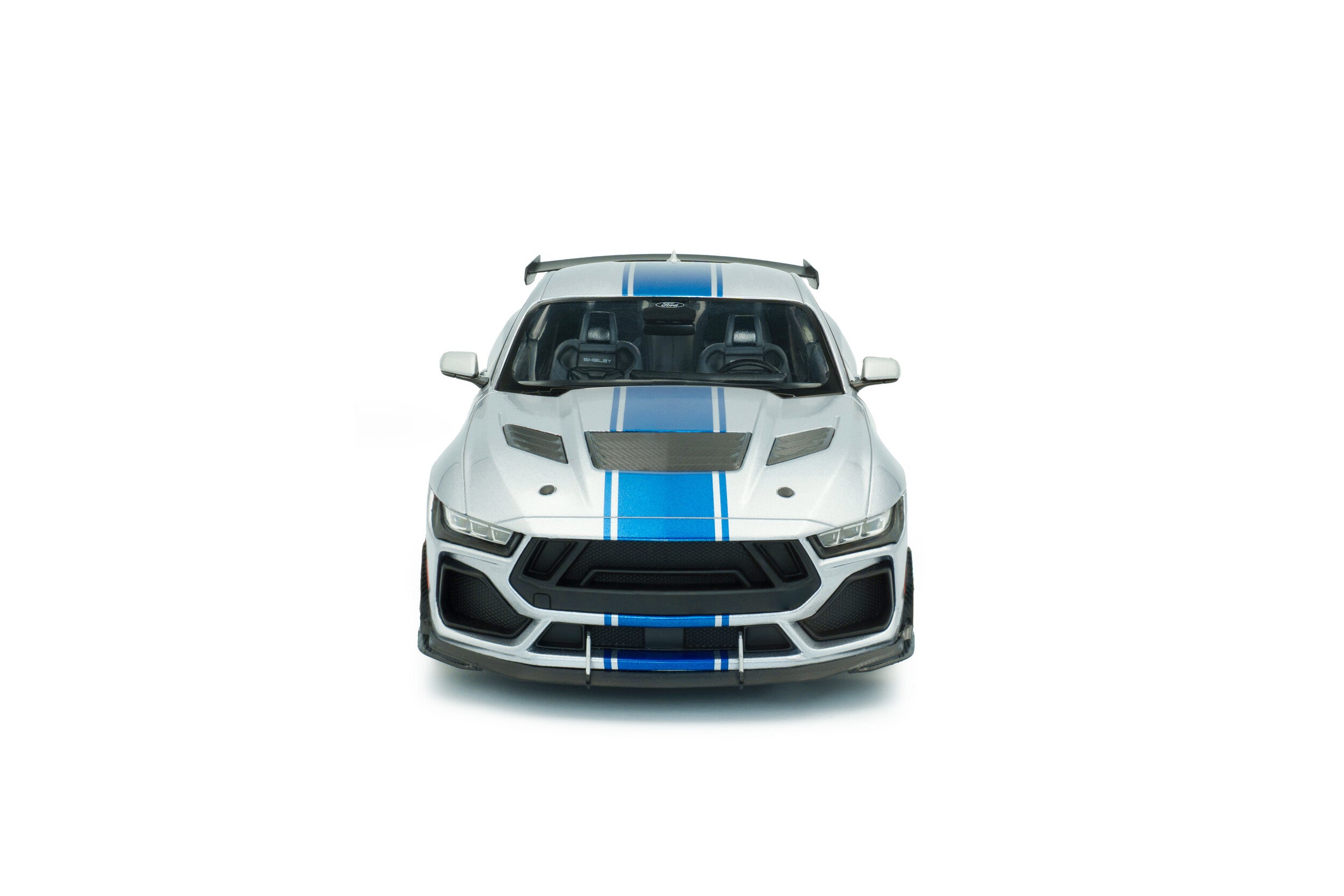 SOLIDO 1:18 Scale - 2025 Ford Mustang Super Snake, Grey with Blue Stripes - S1813803
