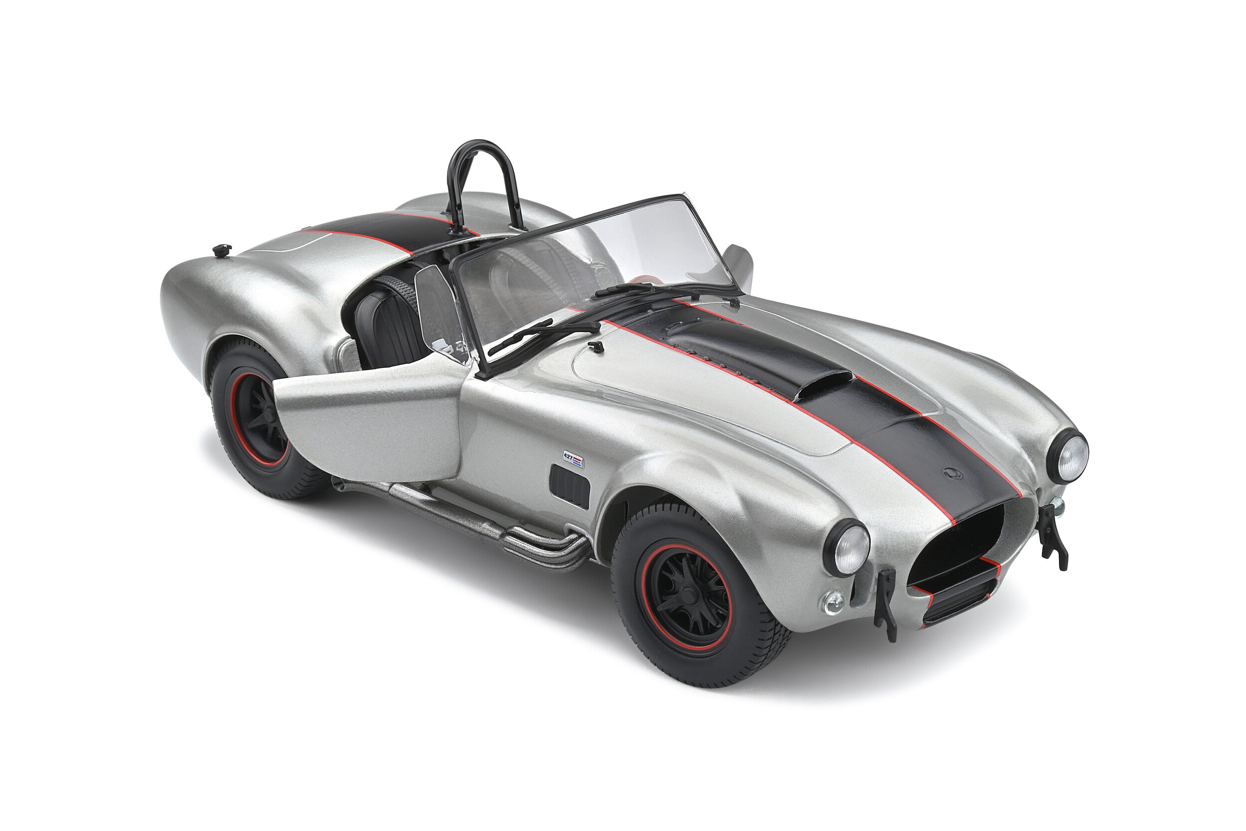 SOLIDO 1:18 Scale Diecast Model Car - 1965 Shelby Cobra 427 MKII - Custom Silver