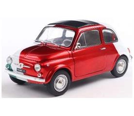 Solido 1:18 Diecast - 1965 Fiat 500 Tribute to Italia, Red/White - S1801409