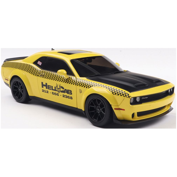 SOLIDO 1:18 Scale Diecast Model Car - 2023 DODGE CHALLENGER SRT HELLCAT REDEYE WIDEBODY NYC HELLCAB  - Yellow/Black - S1805716