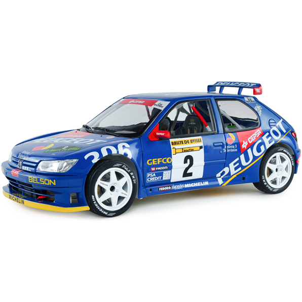 SOLIDO 1:18 Scale - Peugeot 306 Maxi N.2 Rally De Aviles 1997 - ASCONA-BILLMAIER , Blue - S1808309