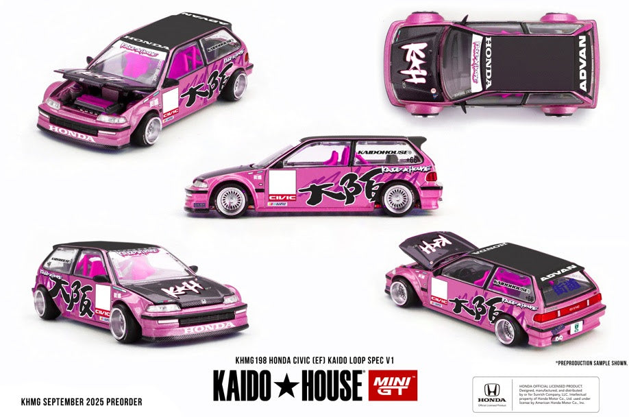 Mini GT 1:64 Kaido House - HONDA CIVIC (EF) KAIDO LOOP SPEC V1, Pink - KHMG198
