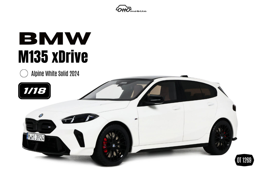 OTTO 1:18 Scale Resin - 2024 BMW M135 xDRIVE, ALPINE WHITE SOLID - OT1269