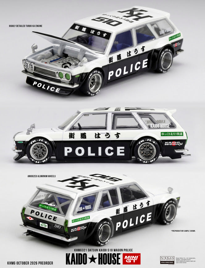 Mini GT 1:64 Kaido House - DATSUN KAIDO 510 WAGON POLICE - KHMG321