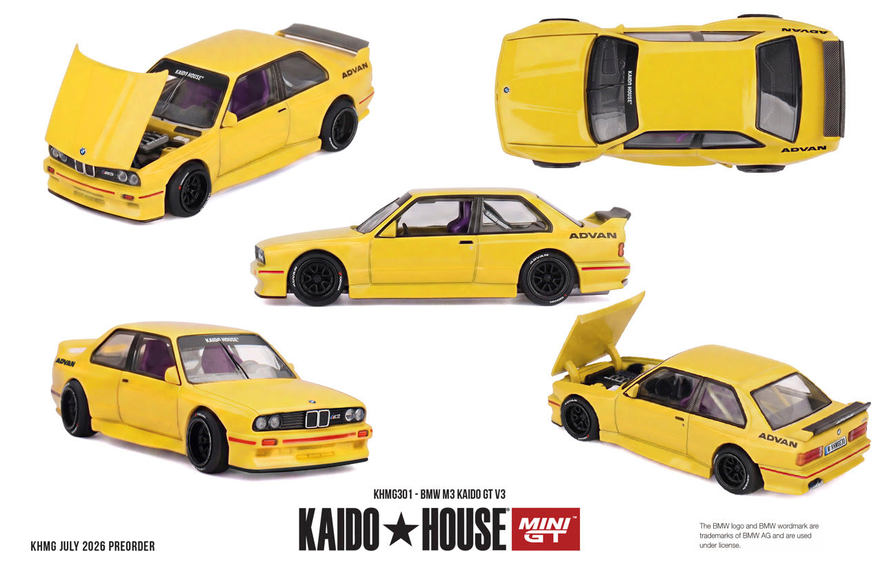 Mini GT 1:64 Kaido House - BMW M3 KAIDO GT V3, Yellow - KHMG301