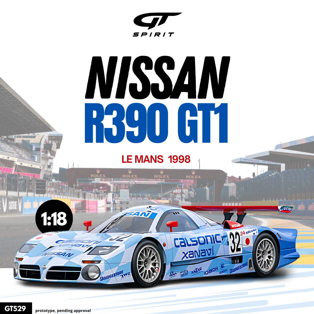 GT Spirit 1:18 Scale Resin, 1998 Nissan R390 GT1, Le Mans,  Blue - GT529