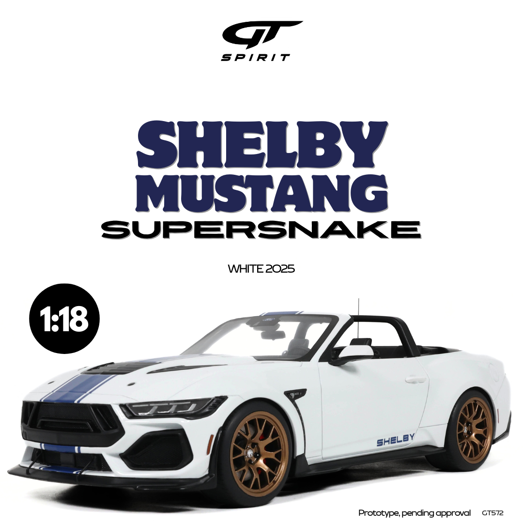 GT Spirit 1:18 Scale Resin,  2025 FORD SHELBY MUSTANG SUPERSNAKE, WHITE - GT572