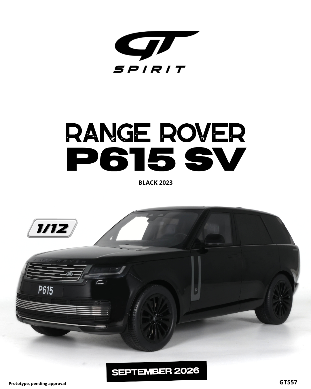 GT Spirit 1:12 Scale Resin, 2023 RANGE ROVER P615 SV, BLACK - GT557