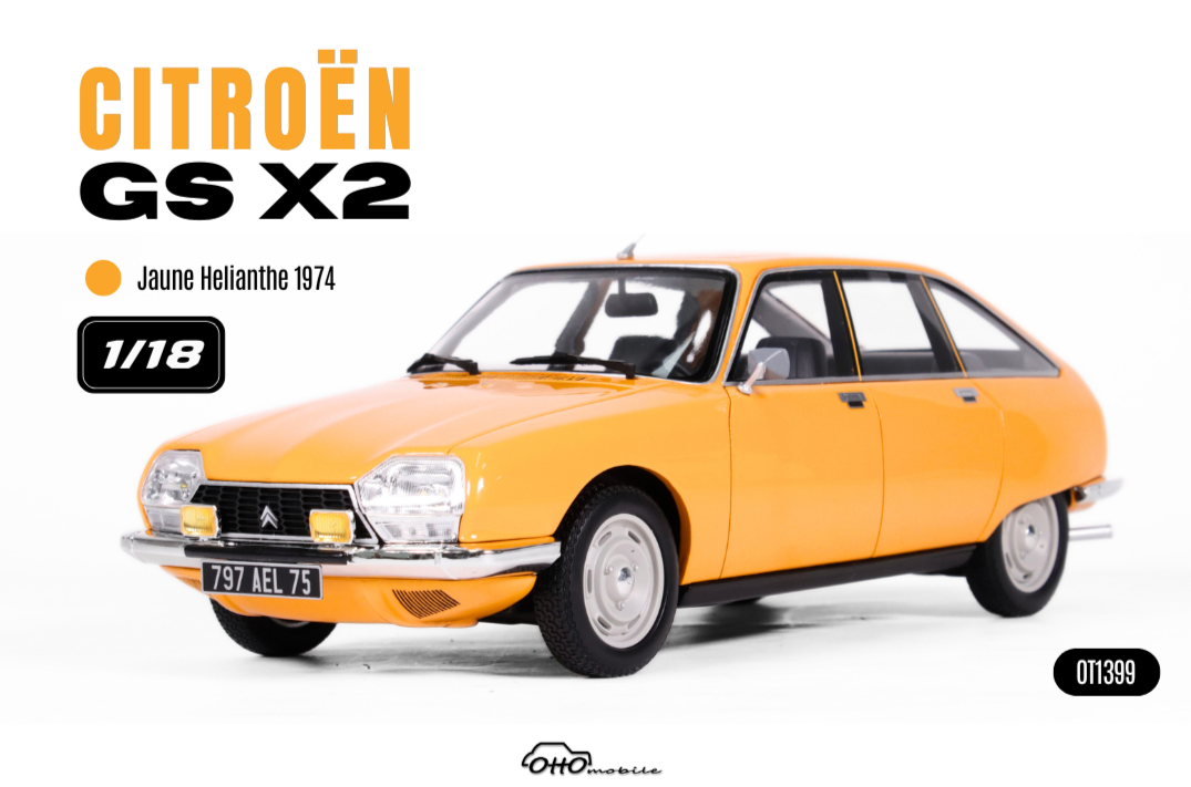 OTTO 1:18 Scale Resin - Reseller Exclusive – 1974 CITROËN GS X2, JAUNE  HELIANTHE - OT1399