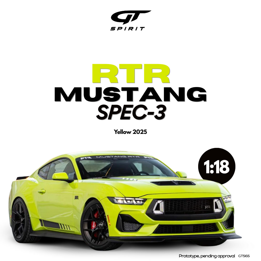 GT Spirit 1:18 Scale Resin,  2025 RTR FORD MUSTANG SPEC-3,  YELLOW - GT565