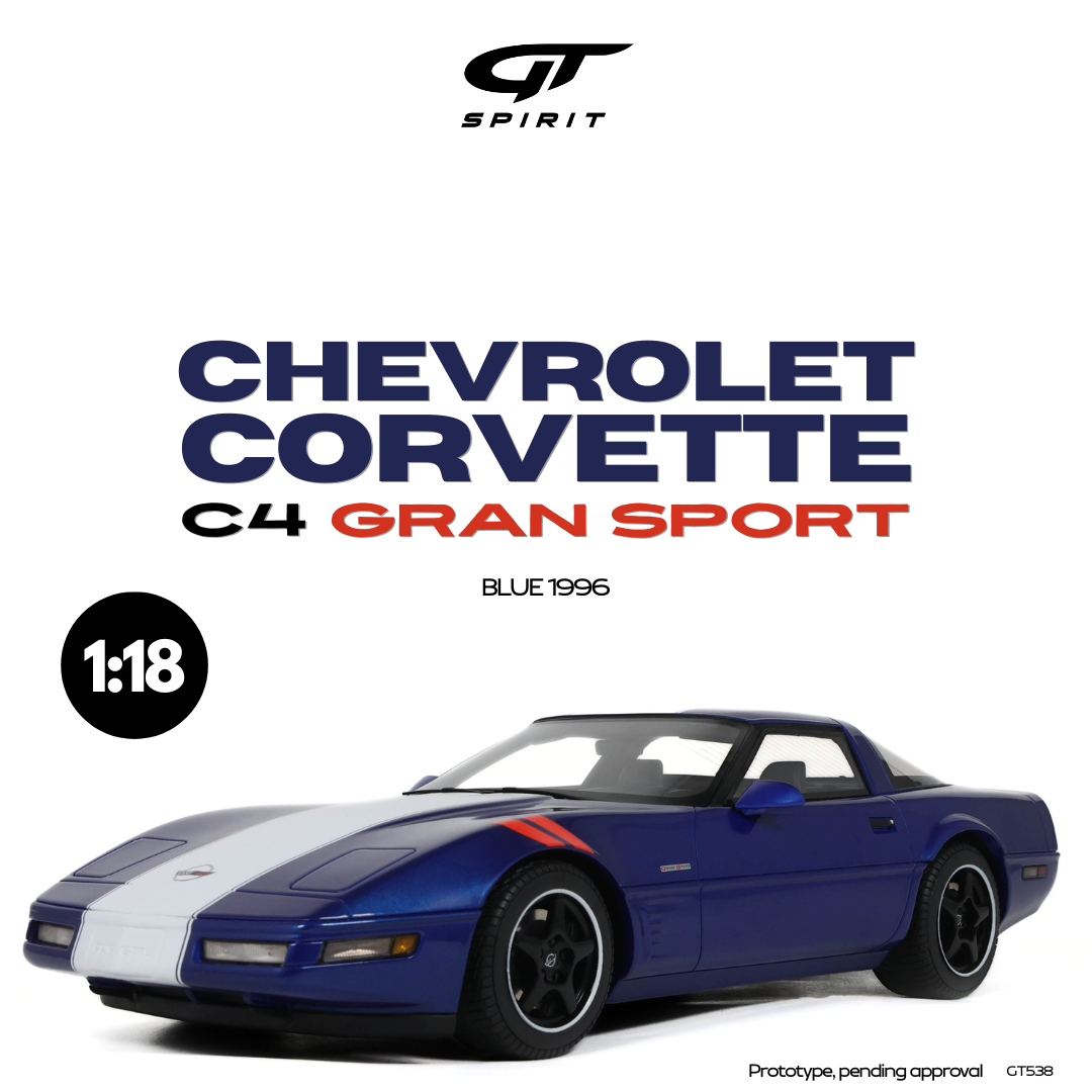 GT Spirit 1:18 Scale Resin,   1996 CHEVROLET CORVETTE  C4 GRAN SPORT, BLUE - GT538