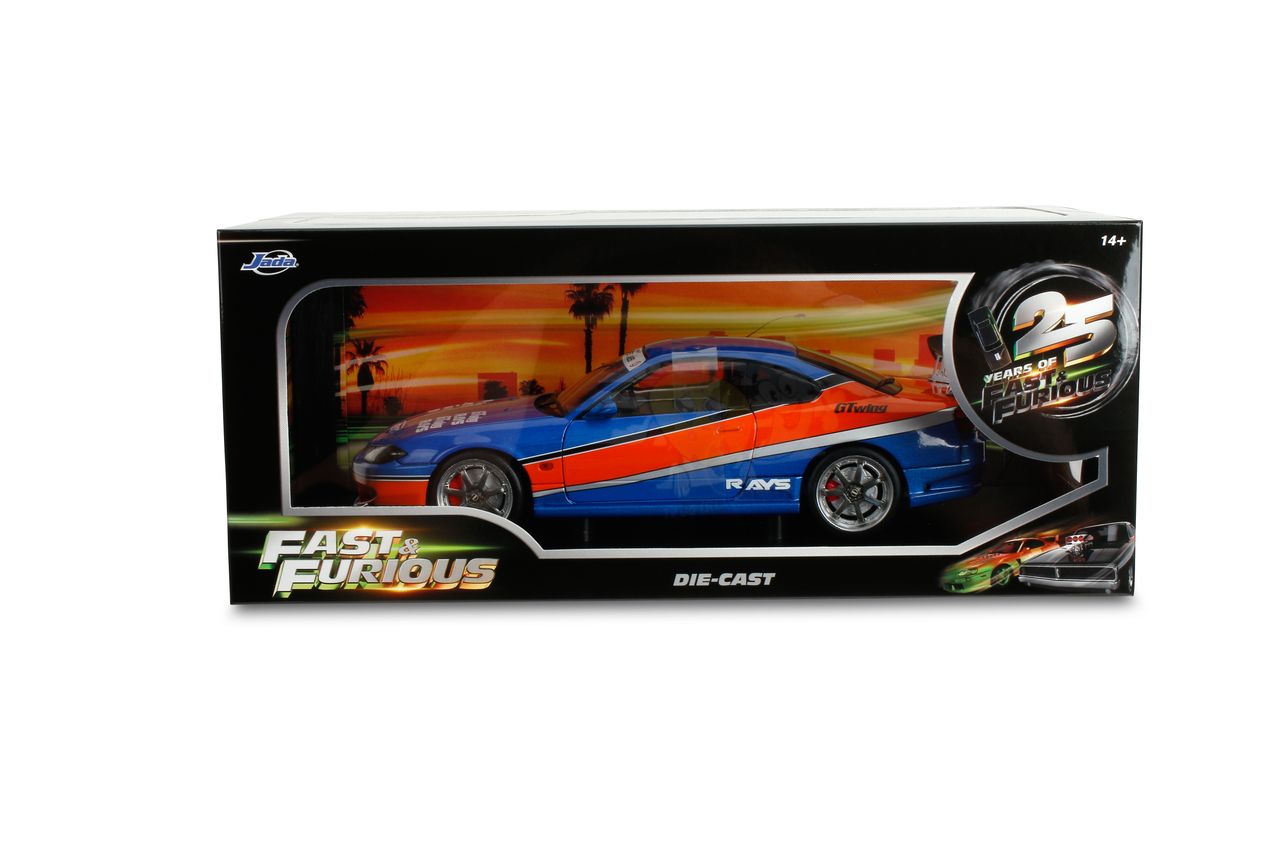Jada Diecast - 1:18 Sean's NISSAN SILVIA (S15) SPEC-S MONA LISA 1999 - FAST & FURIOUS III TOKYO DRIFT - BLUE/ORANGE - 37772