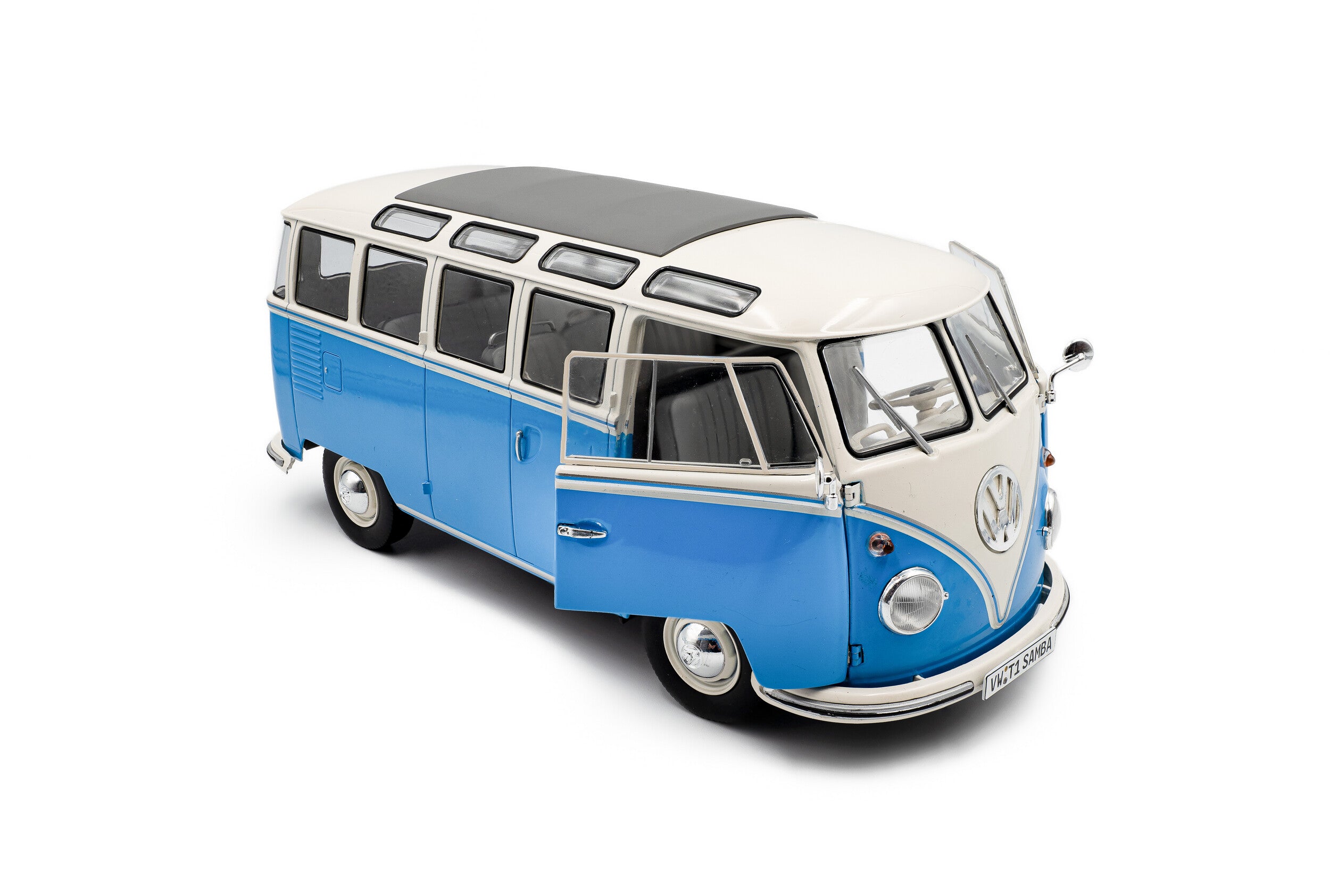 Solido 1:18 Diecast - VW Volkswagen T1 Samba,  Blue/White - S1813401