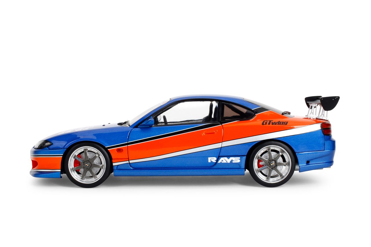 Jada Diecast - 1:18 Sean's NISSAN SILVIA (S15) SPEC-S MONA LISA 1999 - FAST & FURIOUS III TOKYO DRIFT - BLUE/ORANGE - 37772