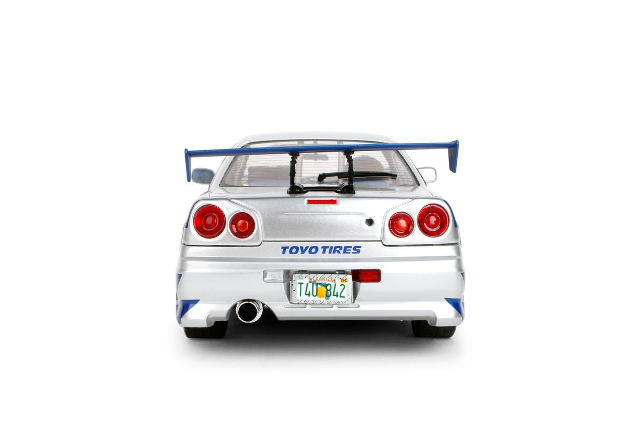 Jada Diecast - 1:18 Brian's Nissan Skyline GT-R (BNR34) "Fast & Furious" Silver/Blue- 37771